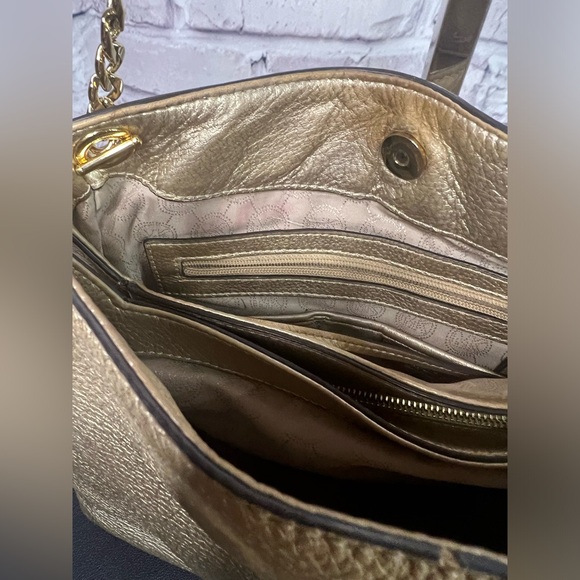 Michael Kors Jet Set Chain Large Shoulder Tote Pale Gold Metallic Leather - Picture 15 of 15
